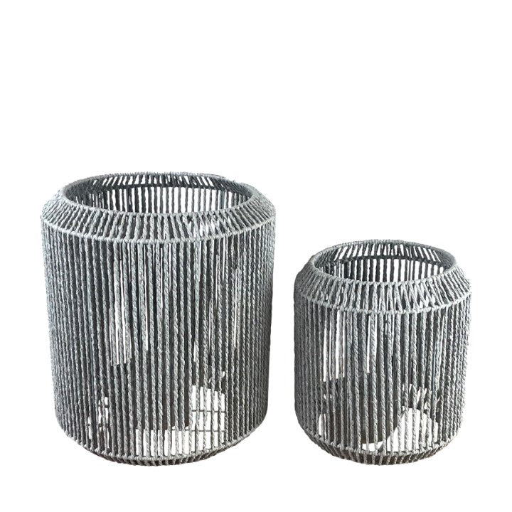 Große geflochtene Laterne - 2er-Set - Seil