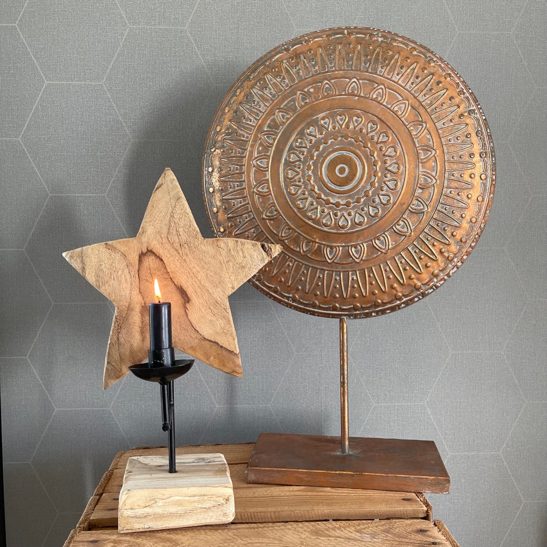 Decoratie op standaard "Copper Ornament" - 58 cm hoog - koper