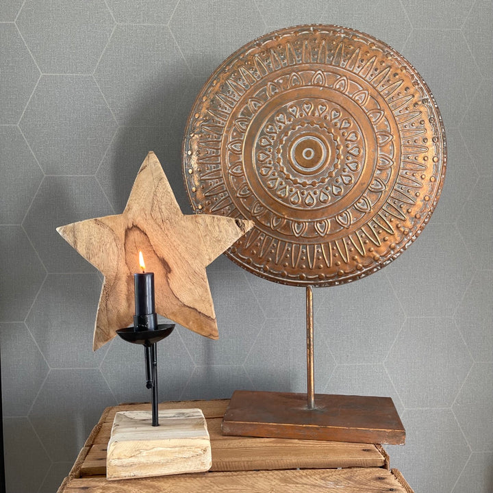Decoratie op standaard "Copper Ornament" - 58 cm hoog - koper
