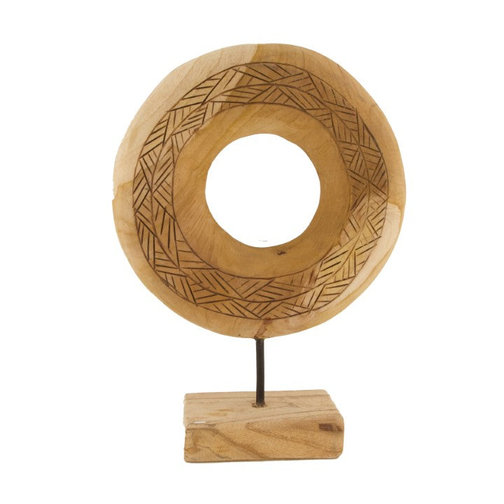 Teakholz-Doppelornament 100% FSC - 38 cm - Natur