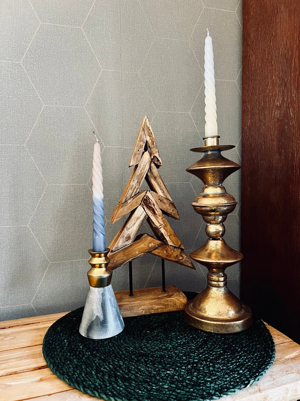 Houten teak kerstboom
