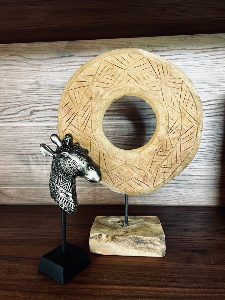 Teakholz-Doppelornament 100% FSC - 38 cm - Natur