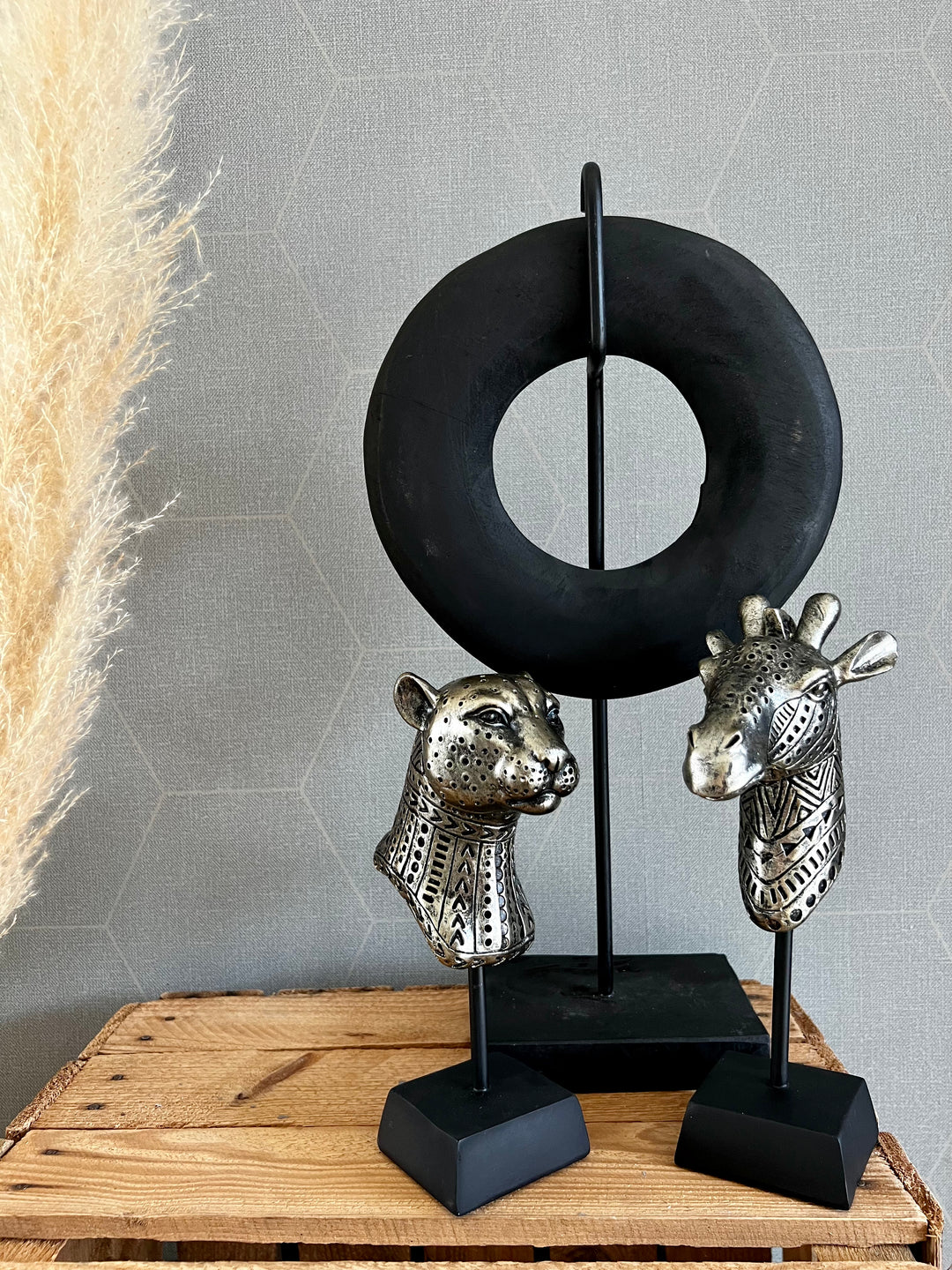 Tigerornament Gold/Schwarz - 21 cm hoch