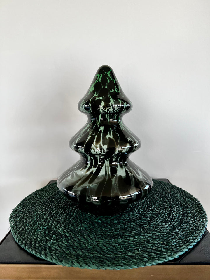Placemat natuurlijk gras groen met kerstboom
