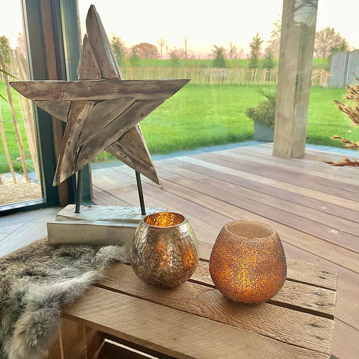 Kaarshouder glas "Sparkling" - 11 cm rond - zilver sfeerfoto