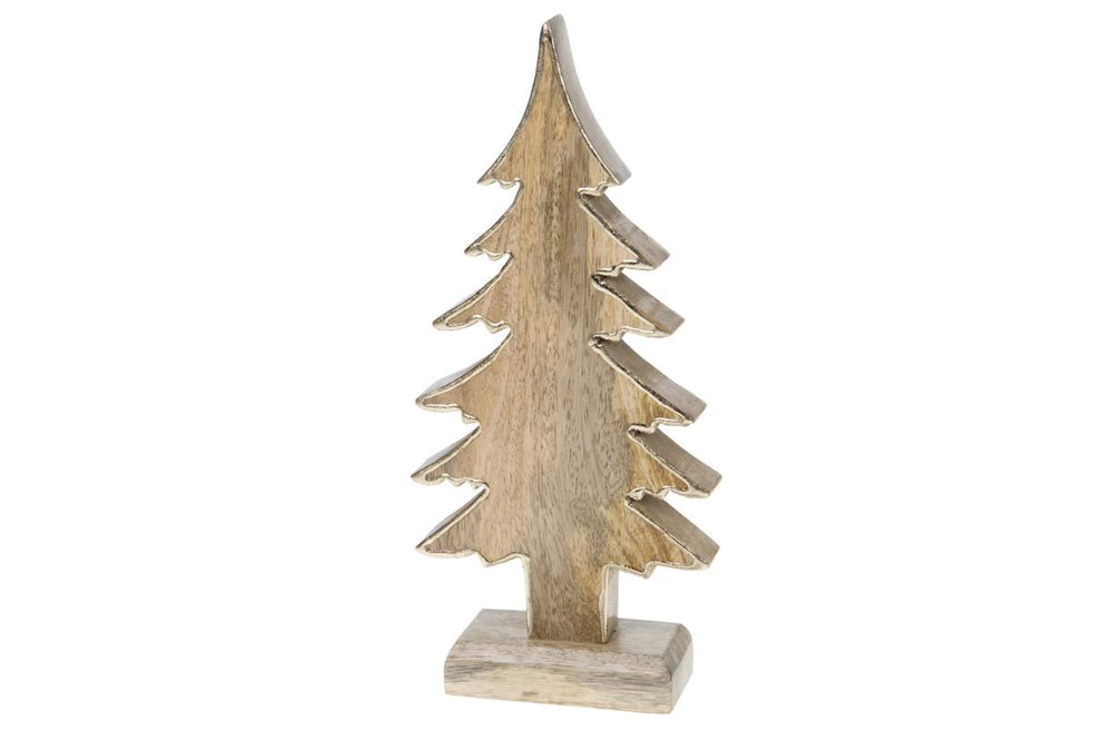 Kerstboom mango hout - 29 cm hoog - bruin goud