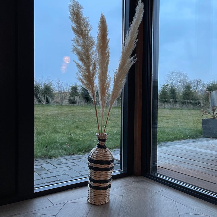 Vaas Nature paper rope - 37 cm hoog - beige/zwart papier