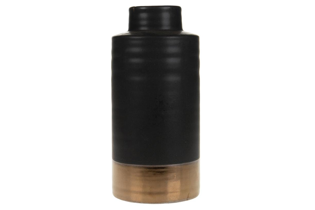 Vaas "Dark Gold Chique" - 21,5 cm hoog - zwart goud keramiek
